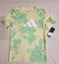 Adidas Crew Neck Bleach Printed T-Shirt Almost Lime Boys Sz small NWT