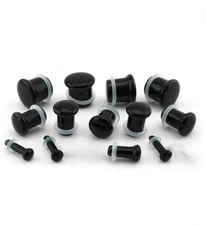 Pair of Single Flare Black Obsidian Stone Plugs gauges organic 8ga - 1 Inch E616