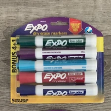 Expo Dry Erase Markers Vibrant Color Mix Chisel Tip 5 Count Low Odor