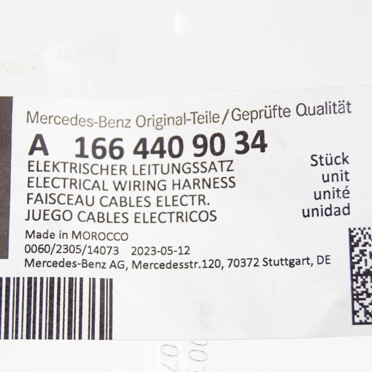MERCEDES-BENZ GL-CLASS X166 Rear Bumper Cable Harness A1664409034 