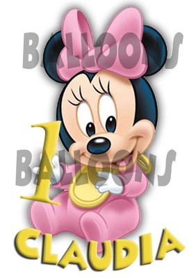 Waffel MINNIE ERSTES JAHR 1 Tortendeko Hostie oder Zucker personalisiert 