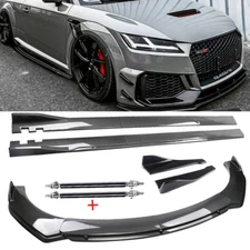 For AUDI A8 Carbon Fiber Front Bumper Lip Spoiler Splitter Body Kits Side Skirt