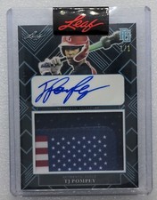 2022 LEAF METAL PERFECT GAME TJ POMPEY 1/1 USA FLAG JERSEY PATCH AUTO
