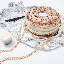 Betsey Johnson Kitsch I'm Everything Bagel Crossbody Bag Rhinestones NWT