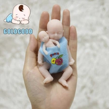 Mini&Cute 1.9" Girl Doll+3.9" Boy Doll Soft Full Silicone Reborn Baby Dolls US