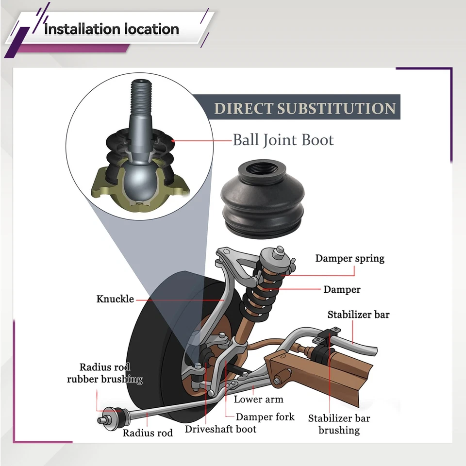 Universal Rubber Ball Joint Boot Dust Cover Tie Rod Linkages End Set Kit 7Size. Foto 4 de 4