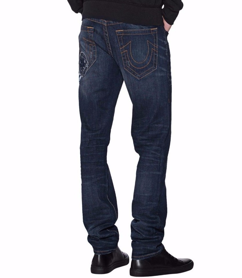 NWT TRUE RELIGION Sz31 GENO PATCHED RELAXED SLIM N/FLAP STRETCH