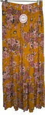 Umgee Palazzo Pants Sz M Floral Wide Leg Tiered Boho Romantic Festival Beachy