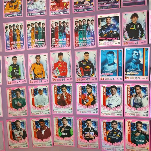 2024 Turbo Attax india Pink Parallel Set 68 Cards 32 Rainbow + 36 Foils F1 Topps - Afbeelding 6 van 13