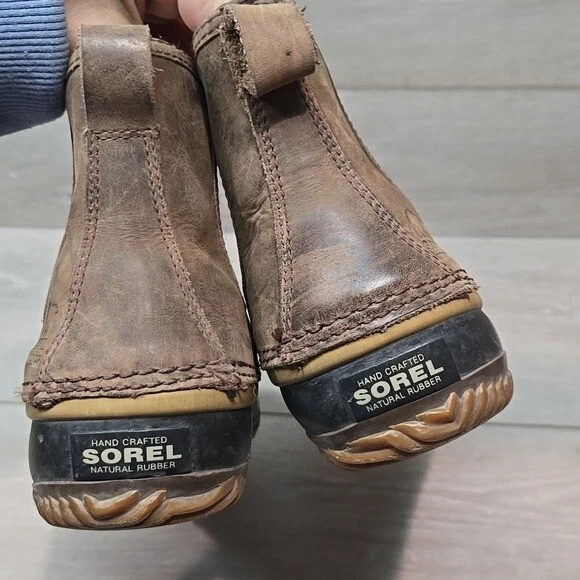 sorel ankle waterproof leather rubber boots