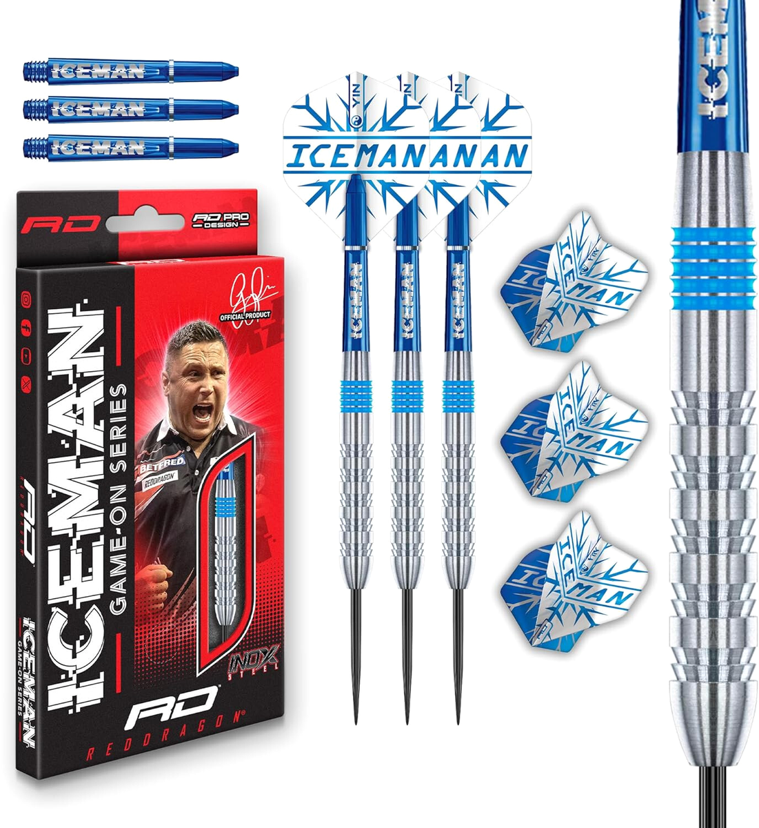 Gerwyn 'Iceman' Price 20g Steel Tip Darts Set - Red Dragon