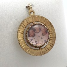 Gold Tone NASA Moon Landing Astronauts Armstrong Aldrin Spinning Charm Pendant