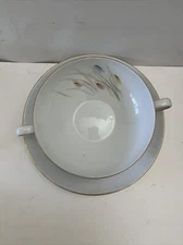 KPM Krister 707 Porcelain Tulips Flat Cream Soup Cup Bowl & Saucer