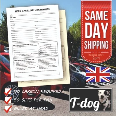 TDOG.ONLINE Used Car Vehicle Purchase Invoice Pad Buying & Selling Cars Motor Trade