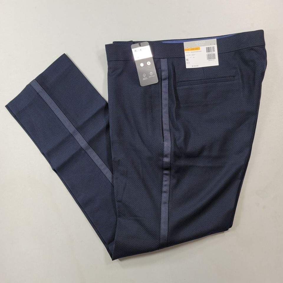 Alfani SlimFit Tuxedo Pants Mens 33 x 30 Stretch Navy Blue 135 eBay