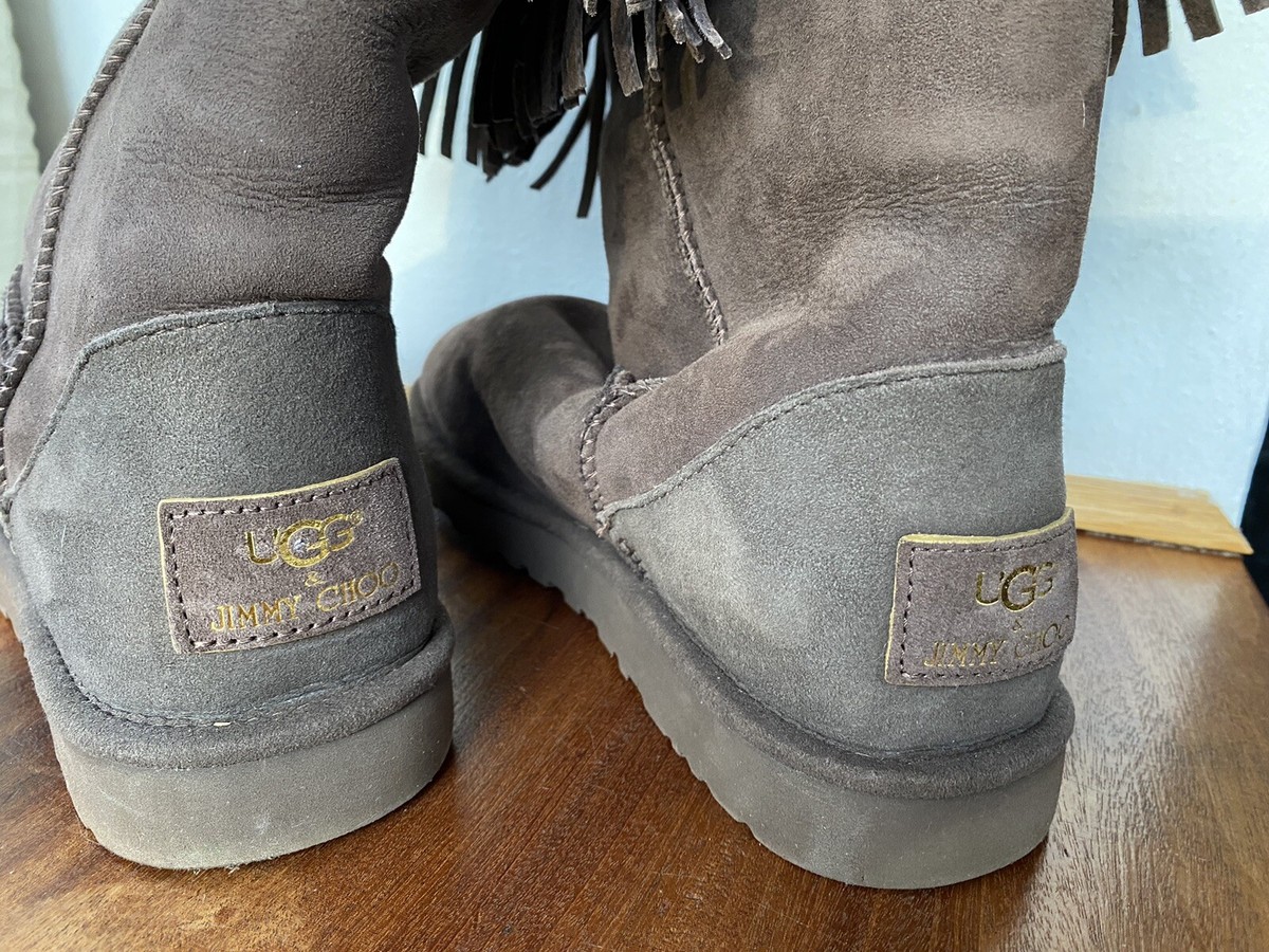 UGG×JIMMY CHOO スタッズ加工 フリンジムートンブーツ SORA アグ×ジミーチュウUGG×JIMMY CHOO スタースタッズフリンジ