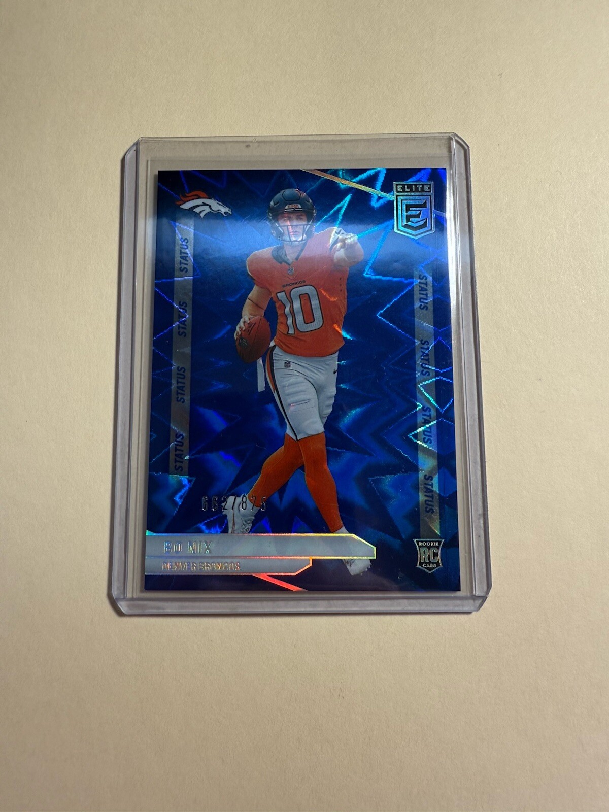 2024 Panini Donruss Elite Bo Nix #175 Status Explosion Blue Foil 662/875 Broncos