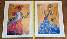 QTY 2 Rob Willson Lithograph Print Art African Female Black Woman Lady Lot