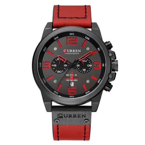 Herren Sport Wasserdicht Quarzuhr Sechs Zeiger Kalender Lederband Armbanduhr - Bild 4 von 18
