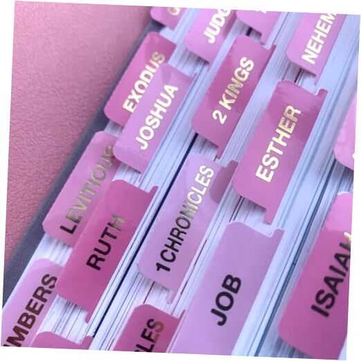 Pink Large Print Laminated Bible Tabs for Easy Reading - Women Men