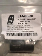  LTI TOOLS LOCK TECHNOLOGY 3/4" 19mm TWIST SOCKET 1/2" DRIVE LUGNUT LT4400-30