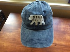 Women  s Baseball Cap Blue w/White Bear  MAMA Embroidered on Front