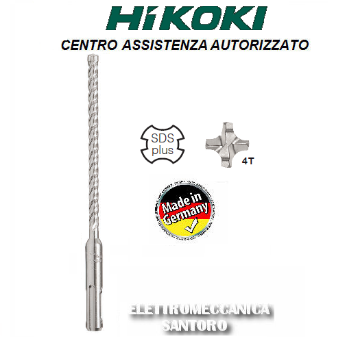 PUNTE ELICOIDALE 8 x 165 4T CON ATTACCO SDS PLUS HIKOKI HITACHI PER MARTELLO