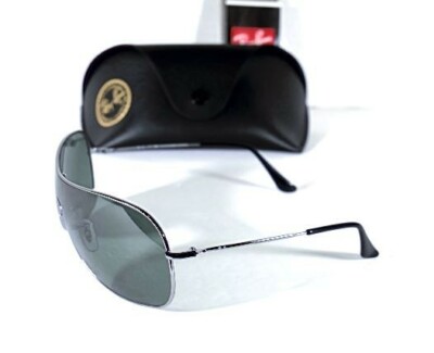 Authentic Ray Bans Sunglasses RB3211 NEW Ray Ban HIGHSTREET Chrome Metal Shield Green lens  main image 3