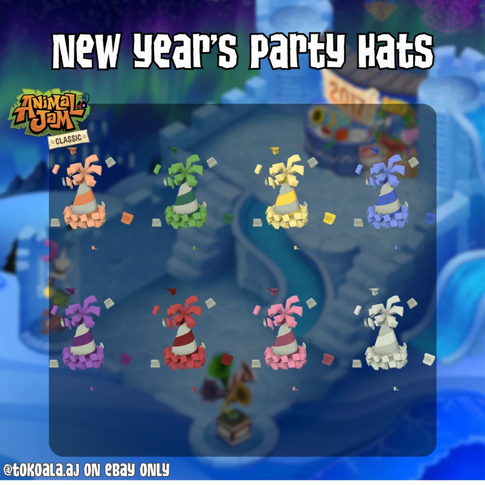 Animal Jam Classic AJC Rare New Year Party Hats *READ DESCRIPTION*