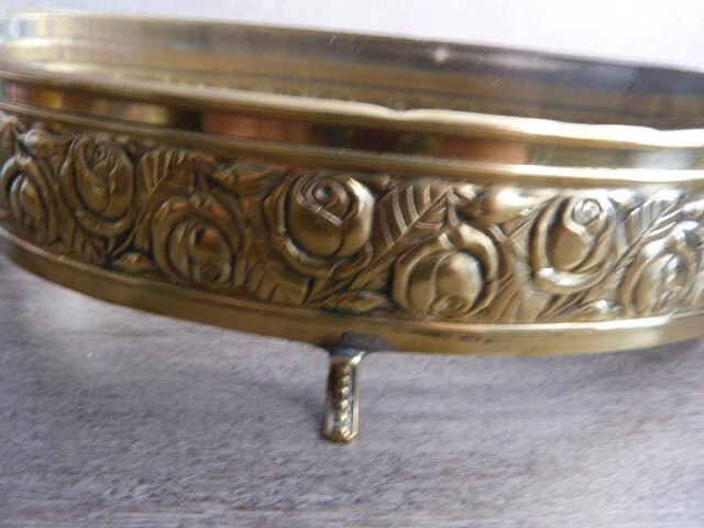 jardinière , centre de table en verre et laiton ,vintage(ch19) - Photo 2/4