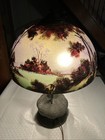 Vintage Brass Lamp With Hand Painted Glass Shade — photo 3