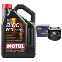 MotoröL Set Motul 8100 ECO-NERGY 5W-30 5 Liter + ÖLfilter FüR Toyota Corolla 1.8