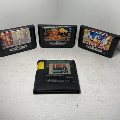 Sega Genesis games lot of 4 Games - Sonic Green dog Cali Games & Team USA b-ball