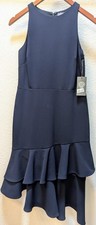 Women's Vince Camuto Navy Mystic Blooms Sleevless Dress With Ruffles - Size 0