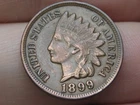 1899 Indian Head Cent Penny- XF/AU Details, LIBERTY Visible, Nearly 4 Diamonds