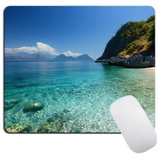 Beach Mouse Pad, Square Beach Style Non-Slip Rubber Mousepad for Gaming Offic...