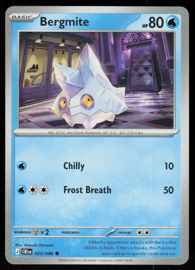 Bergmite 023/086 Common Chaos Rising Pokemon Near Mint