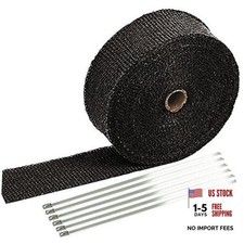 2 X 50 Black Exhaust Heat Wrap Roll For Motorcycle Fiberglass Heat Shield 2 X 50 Black Exhaust Heat Wrap Roll For Motorcycle Fiberglass Heat Shield
