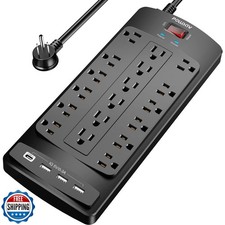 18 Outlets Surge Protector Power Strip - 6 Feet Flat Plug Heavy D
