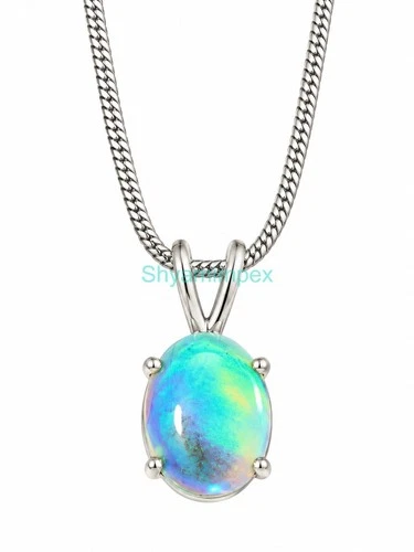 Ethiopian Opal Pendant 925 Sterling Silver Handmade Oval Gemstone Necklace  3623 image 5