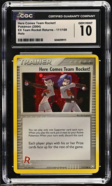 CGC 10 Here Comes Team Rocket! 111/109 EX Team Rocket Returns Holo Pokemon Card