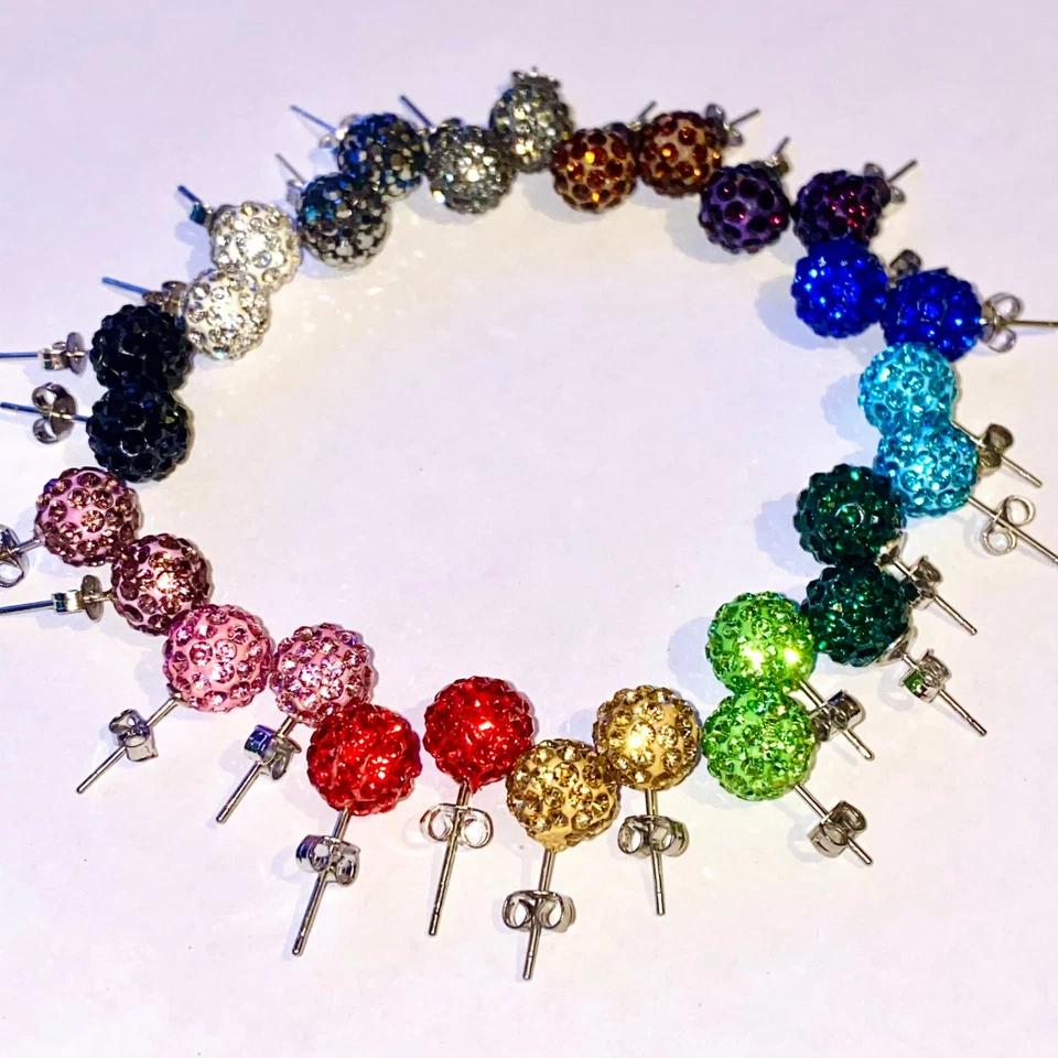 Pendiente checo gema diamantes de imitación cristal Shamballa diferentes tamaños elegante Foto 4 de 4