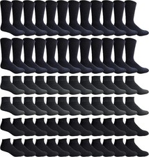 72PK Bulk Thick Cotton Socks Wholesale Kids Crew Cut, Ankle Socks - Black, 6-8 