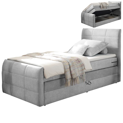 Boxspringbett - silber - H2 - 120x200 cm Doppelbett Polsterbett Gästebett - Bild 2 von 9