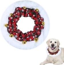 Dog Christmas Outfit, Collar with Bells Large, Snowflake 