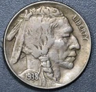 1938-D 5C BUFFALO NICKEL  KM# 134 Grade: F   A7286
