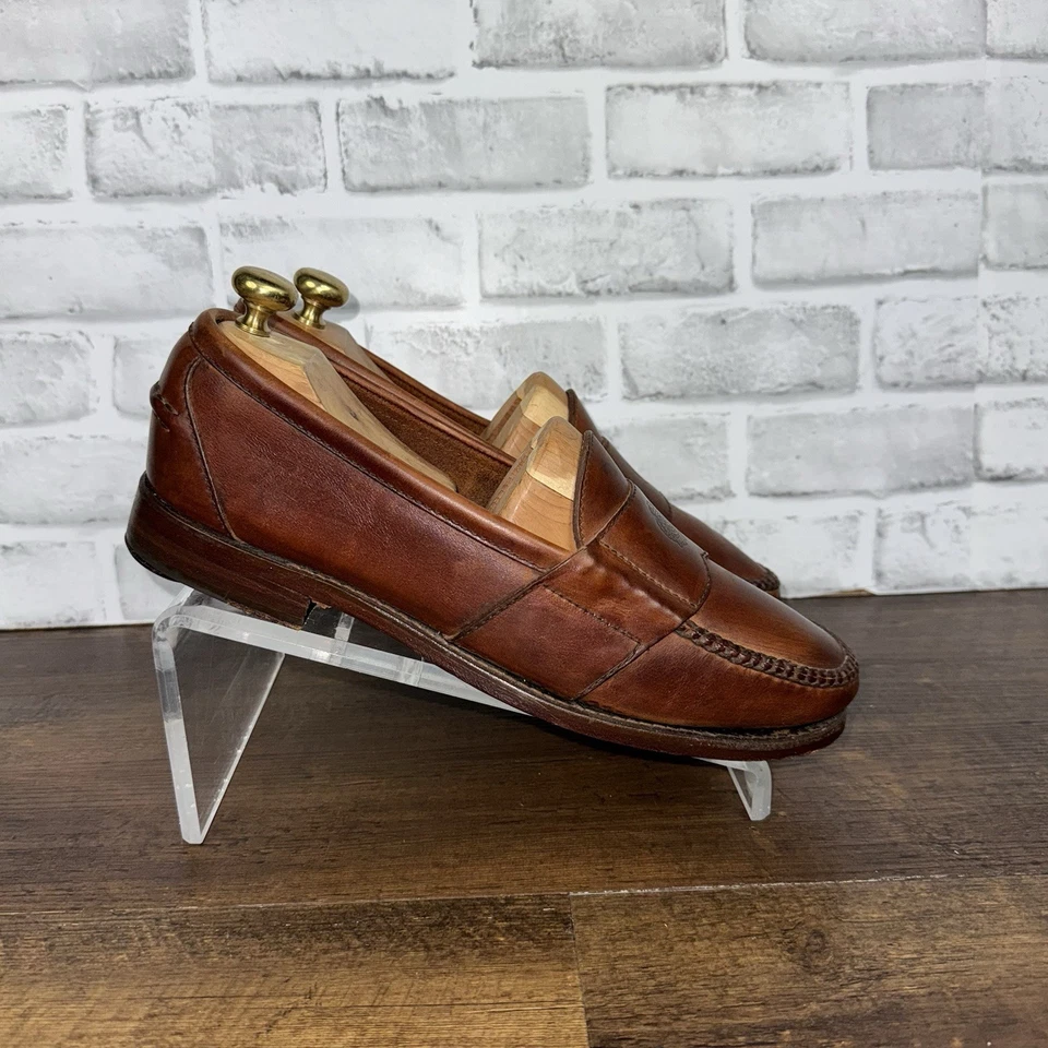 Mocassim Polo Ralph Lauren Masculino Tamanho 10.5 D Couro Marrom Sapatos Sociais - Imagem 4 de 4