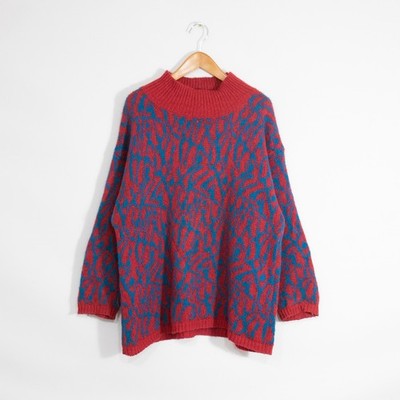 Vintage United Colors Benetton Abstract Pattern Sweater Womens Sz 50  Distressed