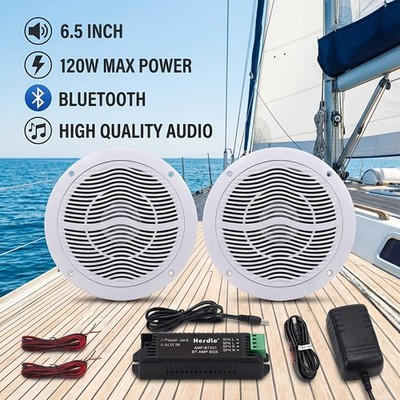 Herdio Pair 6.5'' Marine Bluetooth Speakers 120W Waterproof for Outdoor Car Boat 