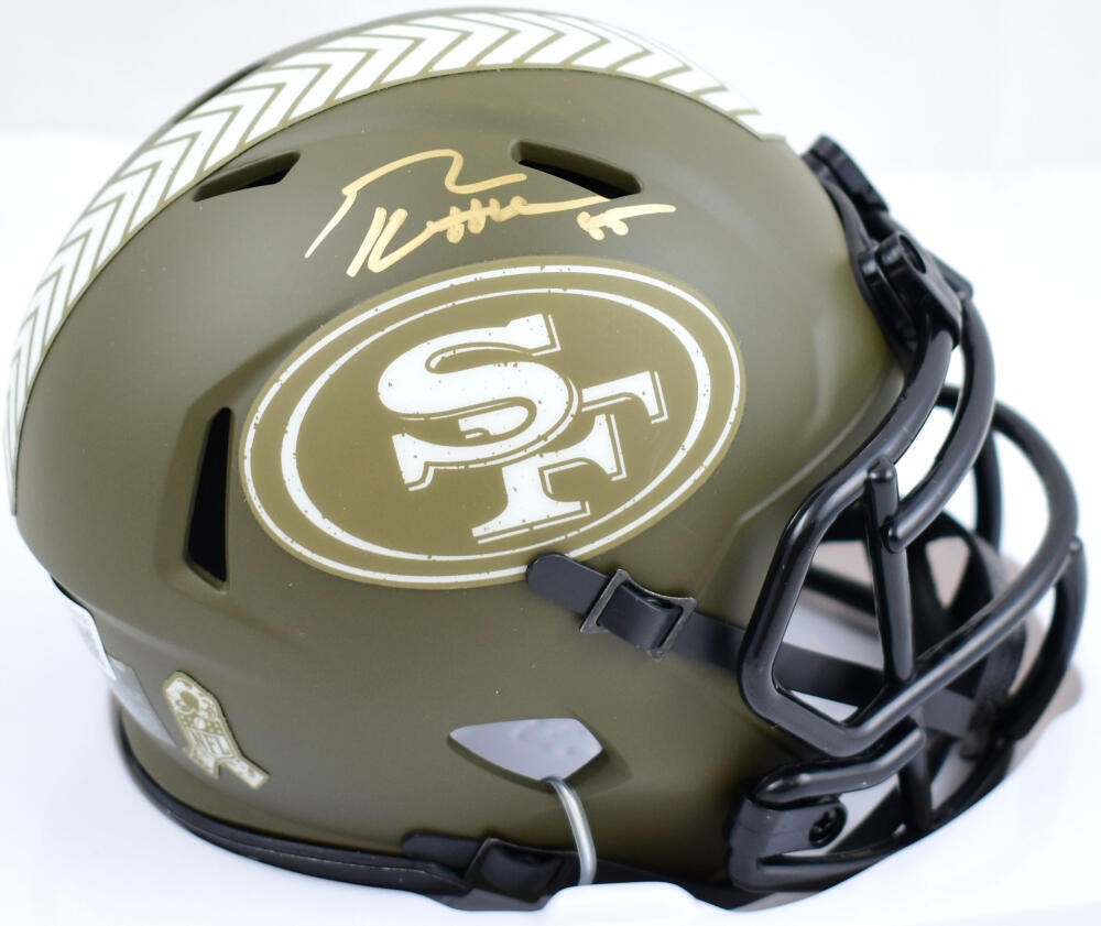 George Kittle Autographed Signed San Francisco 49ers 49ers Salute to Service Speed Mini Helmet- Beckett W Holo 